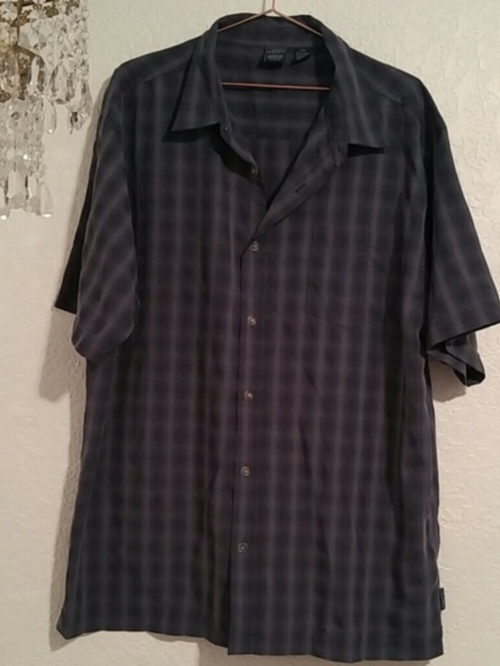 Solo Original SZ XXL Plaid Blue Gray Short Sleeve with Button Down Closure Shirt
